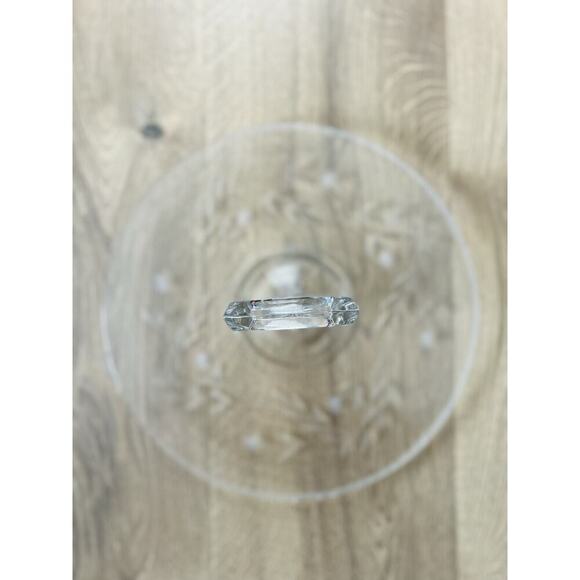 Vintage Tidbit 11” Serving Tray Dish Etched Glass Handle Floral Scallop Trim - Picture 11 of 16